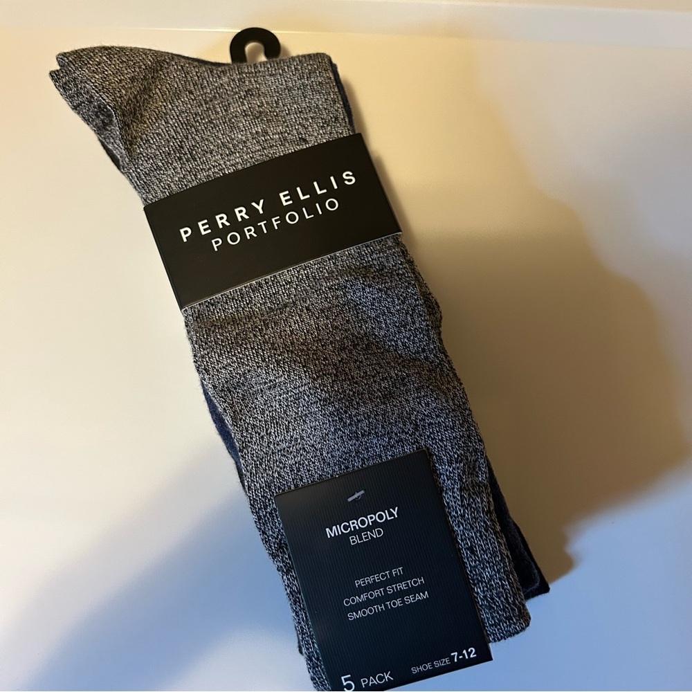 NWT Perry Ellis Portfolio Men's Dress Socks - 5 Pack